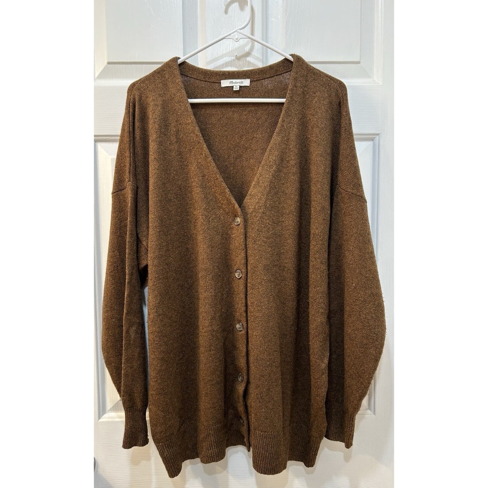 Madewell Merino Wool Blend Relaxed Cardigan Sz XL Rustic Button Front V-Neck